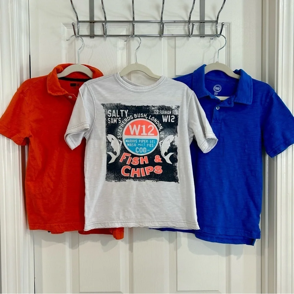 Boys Short Sleeve Polo T Shirt Small 5-7 Bundle Cherokee Wonder Nation Crazy 8